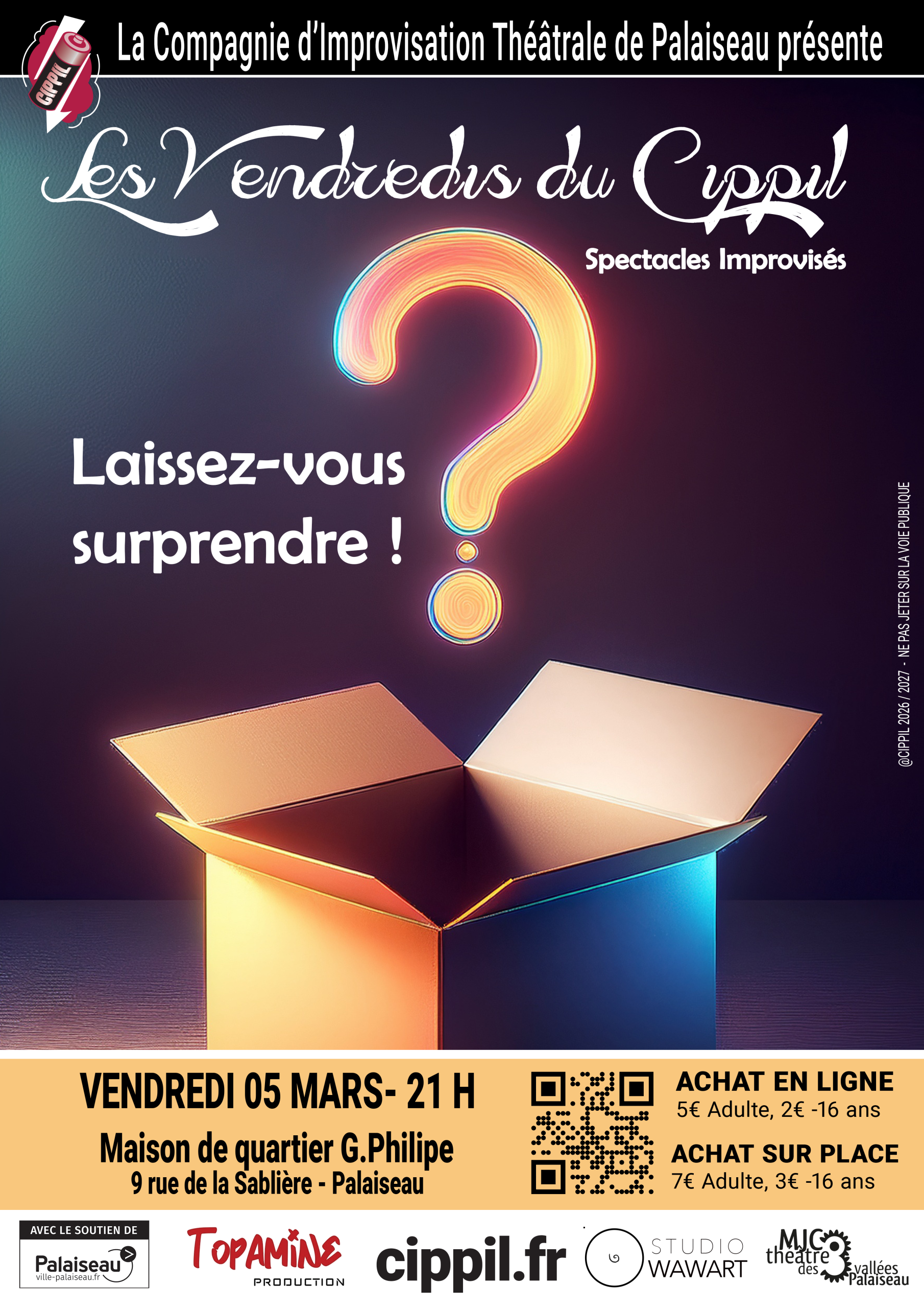 Spectacle improvisé “Les Vendredis du Cippil” – Vendredi 05/03/2027